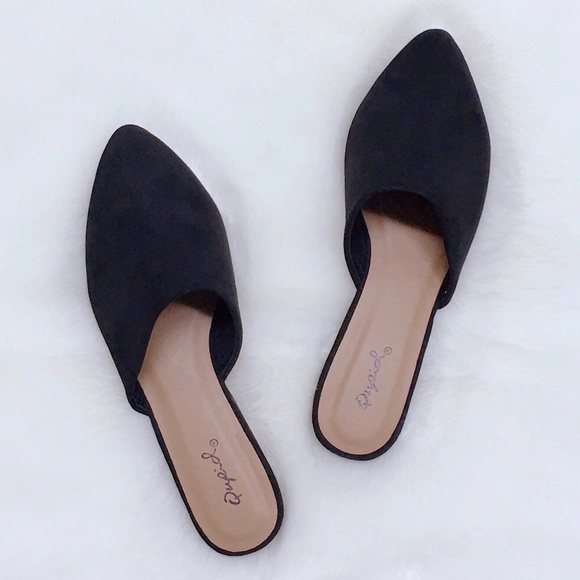 Faux Suede Black Open Heel Mule - Picture 2 of 12